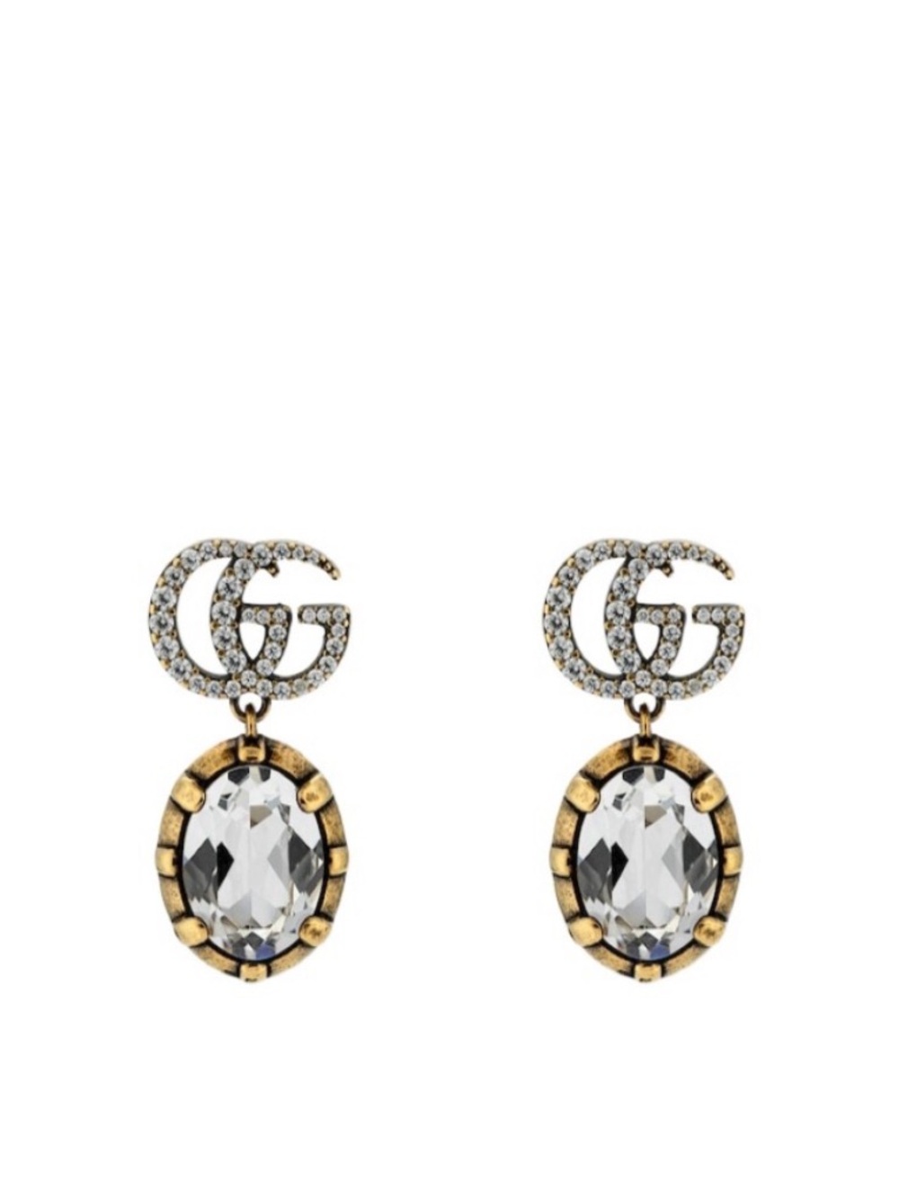 Gucci Gold-Tone Marmont Crystal Earings